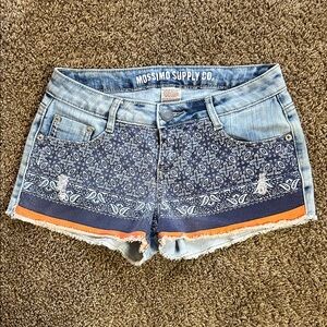 Mossimo Supply Co. Light Blue Patterned Jean Shorts